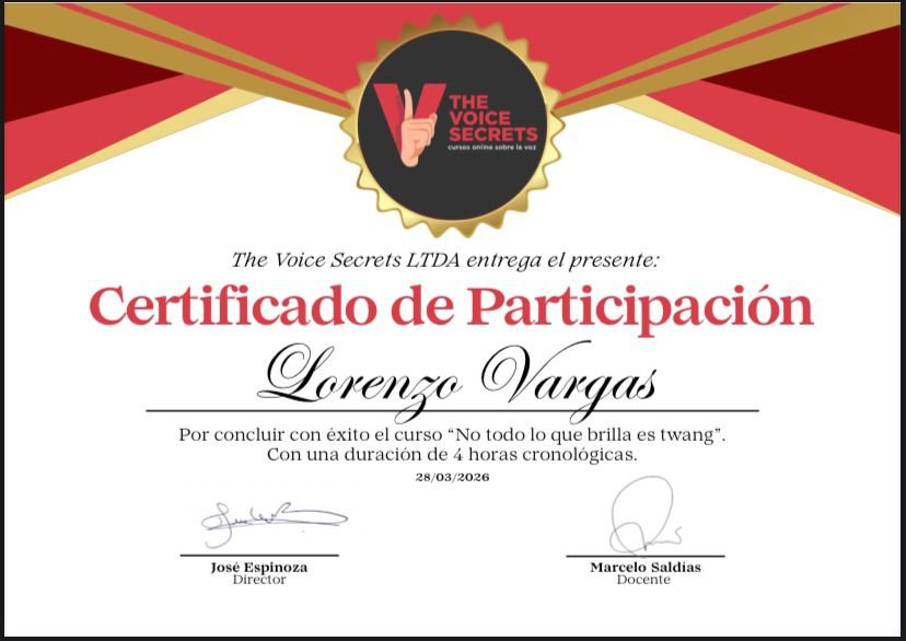 Certificación The Voice Secrets Twang